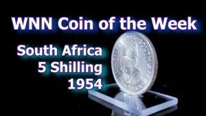 Coin of the week : south african 1954 silver 5 shilling crown coin