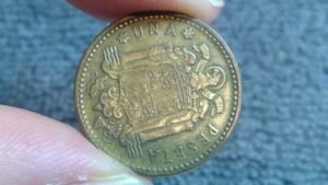 1953 (56) Spain 1 Peseta Coin • 1956 Actual Date • Values, Information, Mintage, History, and More