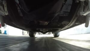 Under car video of 55 Chevy 4 speed Gasser 18th run
