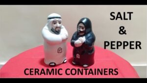 Arab Couple Ceramic Salt & Pepper Containers, Vintage Collectibles