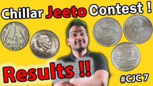 Chillar gyan cjc7 results! win 2 rs. coin louis braille unc, 50 paise coin indira gandhi mule #cjc7