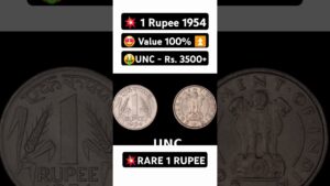 Chillar gyan 💥rare 1 rs. coin 1954 value 100% hike! 1 rupee old coin value rs. 3500+ #shorts #oldcoins #rarecoins